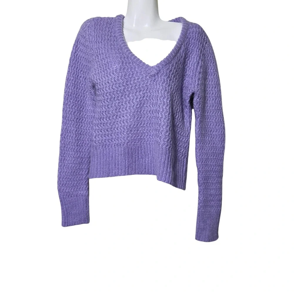 Happy Sheep Lavender Mohair Extra Fine Merino Wool V-Neck Sweater Italy Large‎ - Picture 2 of 10
